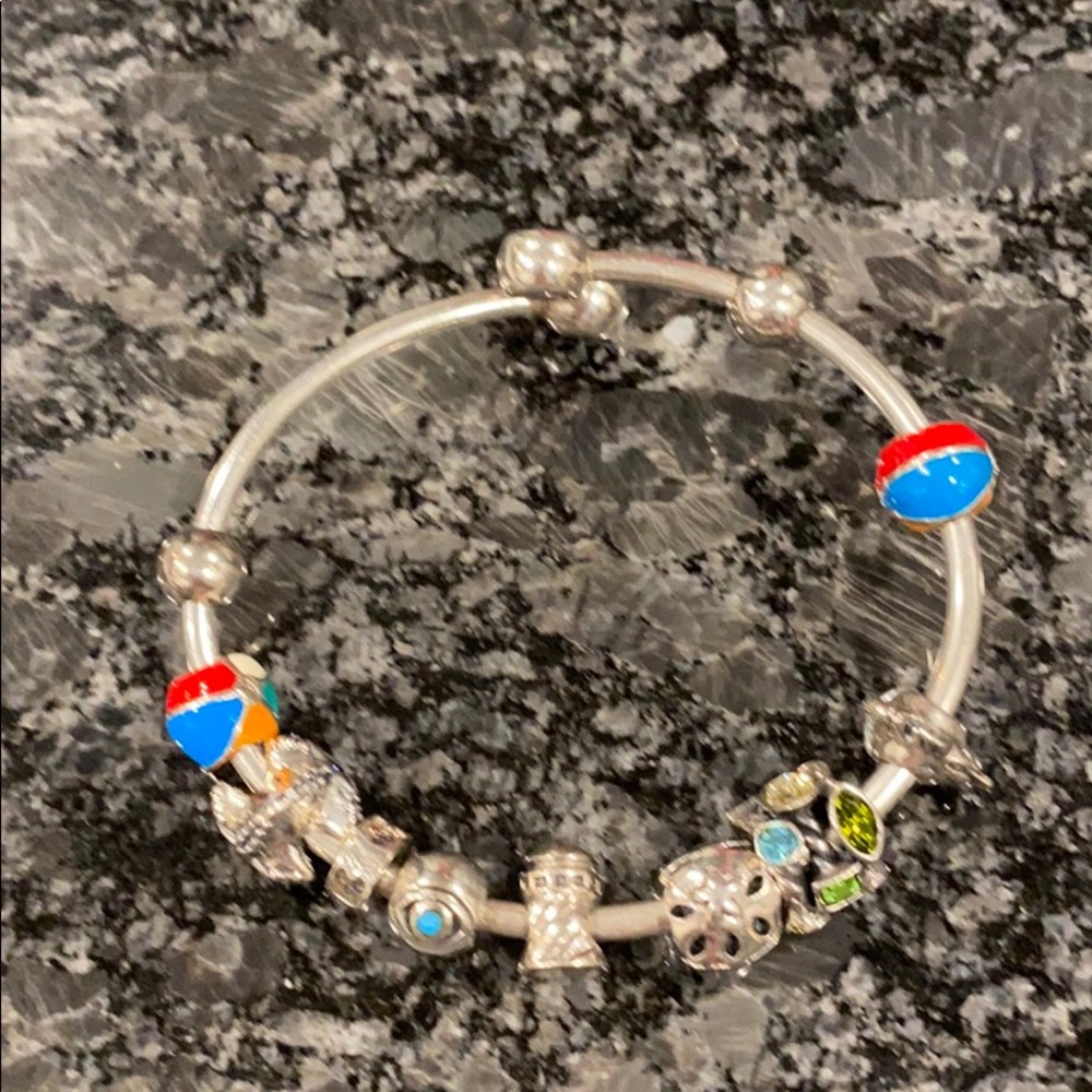 Sterling silver beach charm bracelet